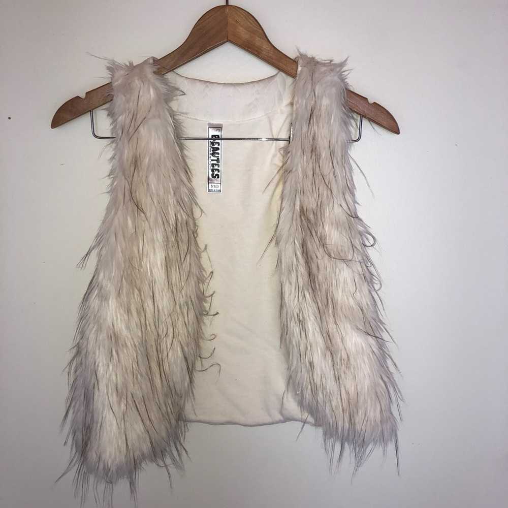 White furry vest